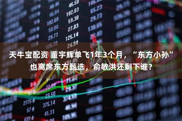 天牛宝配资 董宇辉单飞1年3个月，“东方小孙”也离席东方甄选，俞敏洪还剩下谁？