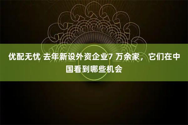 优配无忧 去年新设外资企业7 万余家，它们在中国看到哪些机会